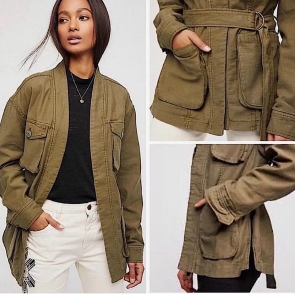 Free People In Our Nature Utility Jacket - Olive Green | Size Medium | PTP: 21"